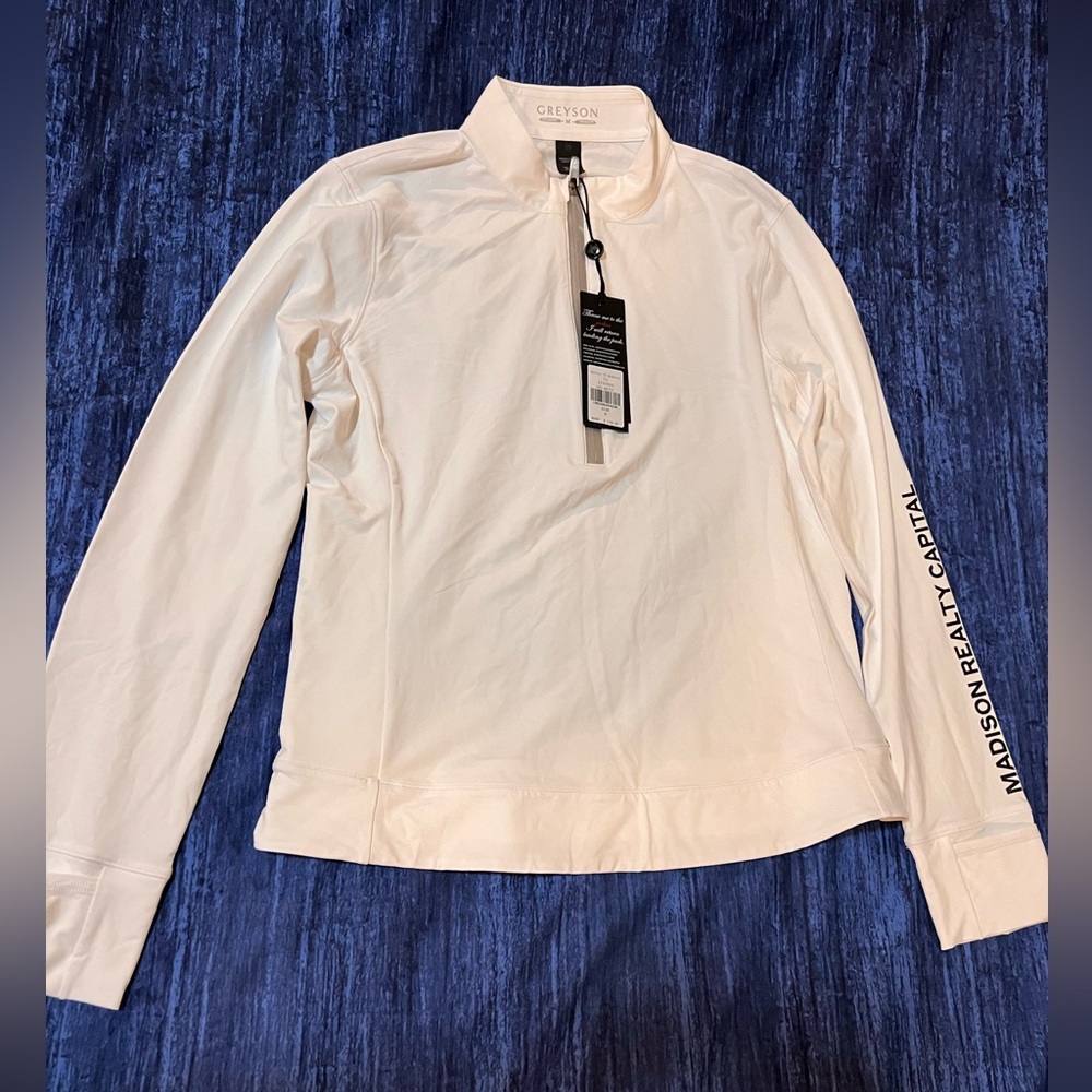 Greyson Arctic White Quarter-Zip Pullover with Tag Detail